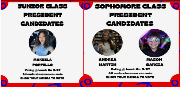 Class president candidates Makeila Portillo and Andrea Martin campaigned for student votes through Instagram as part of the 2026 election season at Los Altos High School. Students placed their votes on March 27, 2026, as candidates used social media to connect with classmates and encourage support. 